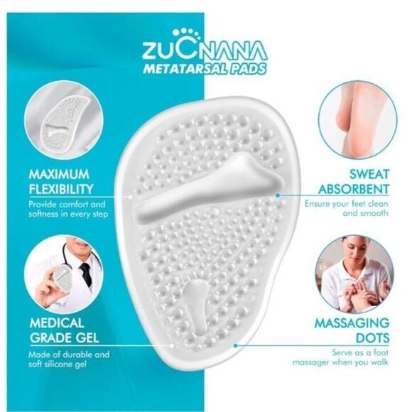 Ball of Foot Cushions (2 Pairs Gel Shoe Inserts), Heel Inserts for Women, Non Sl - Picture 3 of 6